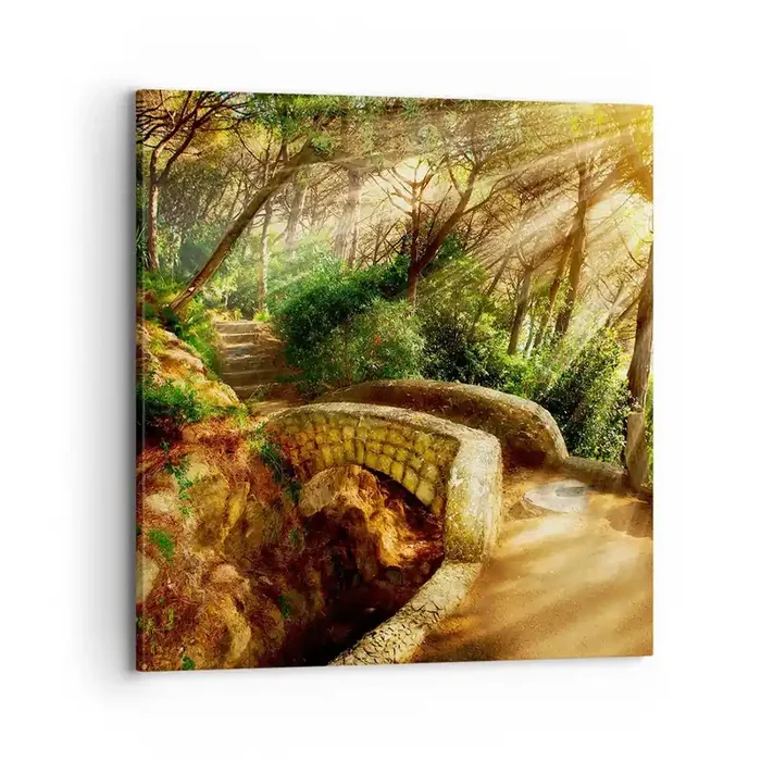 Cuadro sobre lienzo – Impresión de Imagen – Directamente desde el puente hacia el bosque de las hadas – 70×70 cm
