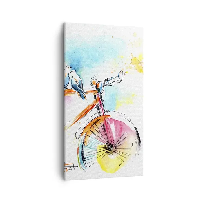Cuadro sobre lienzo – Impresión de Imagen – Dos en bicicleta – 45×80 cm