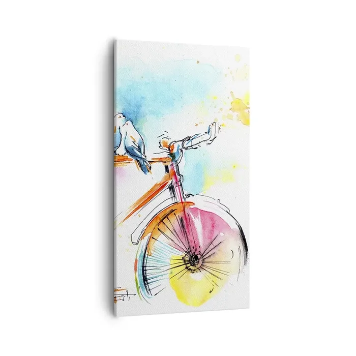 Cuadro sobre lienzo – Impresión de Imagen – Dos en bicicleta – 55×100 cm