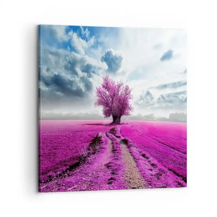 Cuadro sobre lienzo – Impresión de Imagen – El brezal – un encanto – 60×60 cm