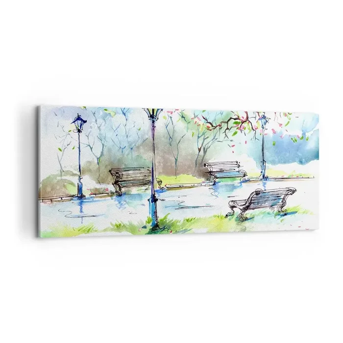 Cuadro sobre lienzo – Impresión de Imagen – El encanto del silencio del parque – 100×40 cm