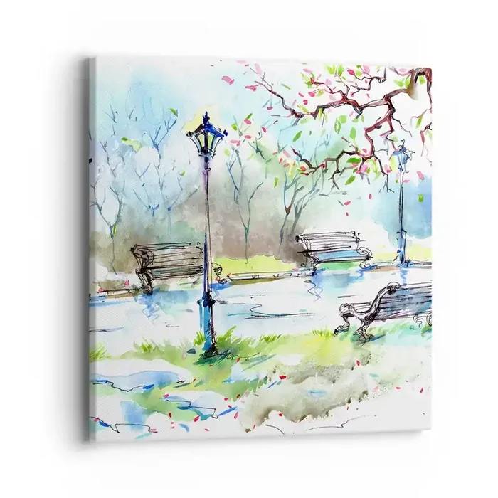 Cuadro sobre lienzo – Impresión de Imagen – El encanto del silencio del parque – 40×40 cm
