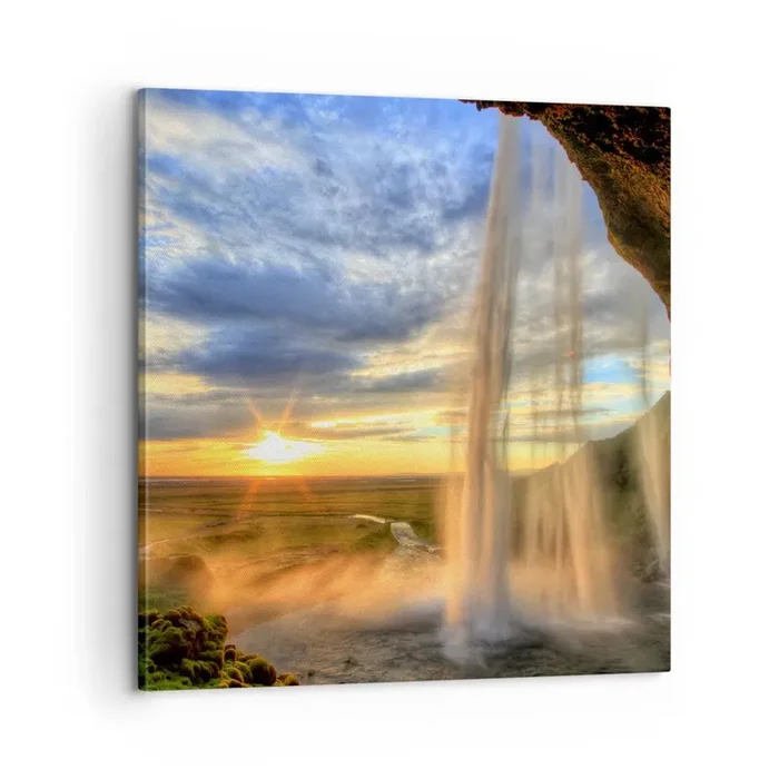 Cuadro sobre lienzo – Impresión de Imagen – El mundo tras el velo de las gotas – 60×60 cm