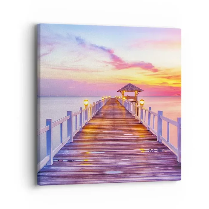 Cuadro sobre lienzo – Impresión de Imagen – El silencio lila-dorado de la tarde – 40×40 cm