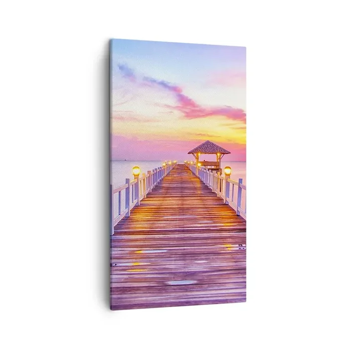 Cuadro sobre lienzo – Impresión de Imagen – El silencio lila-dorado de la tarde – 45×80 cm