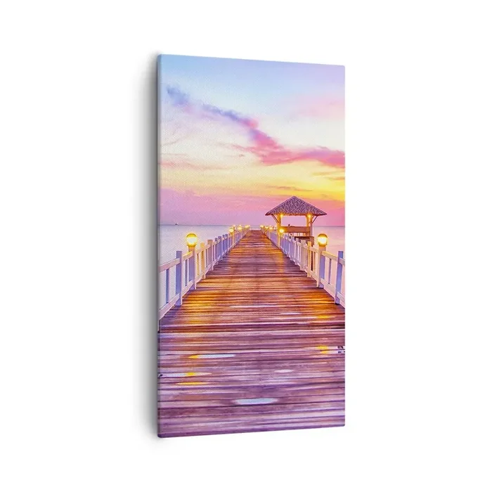 Cuadro sobre lienzo – Impresión de Imagen – El silencio lila-dorado de la tarde – 55×100 cm
