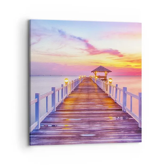 Cuadro sobre lienzo – Impresión de Imagen – El silencio lila-dorado de la tarde – 70×70 cm