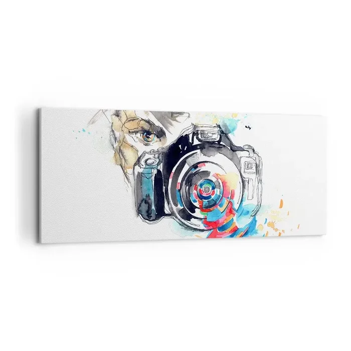 Cuadro sobre lienzo – Impresión de Imagen – En el objetivo – 100×40 cm
