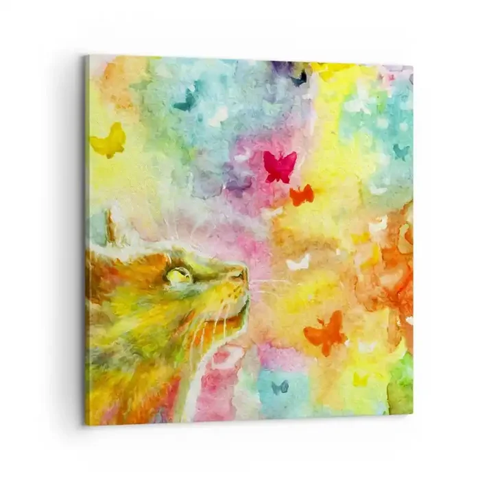Cuadro sobre lienzo – Impresión de Imagen – En el paraíso de los gatos – 60×60 cm