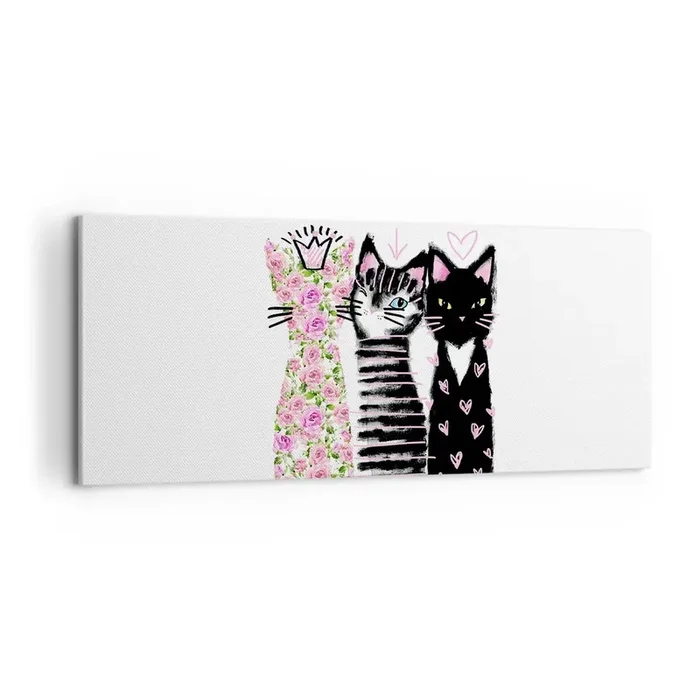 Cuadro sobre lienzo – Impresión de Imagen – Había tres gatitos – 100×40 cm