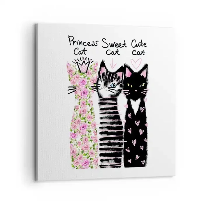 Cuadro sobre lienzo – Impresión de Imagen – Había tres gatitos – 60×60 cm