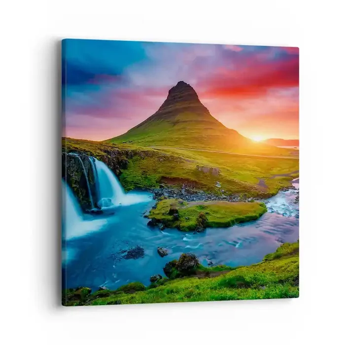 Cuadro sobre lienzo – Impresión de Imagen – Islandia – fuego y agua – 40×40 cm