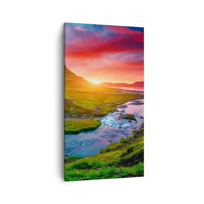 Cuadro sobre lienzo – Impresión de Imagen – Islandia – fuego y agua – 45×80 cm