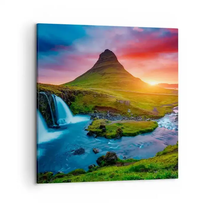 Cuadro sobre lienzo – Impresión de Imagen – Islandia – fuego y agua – 50×50 cm