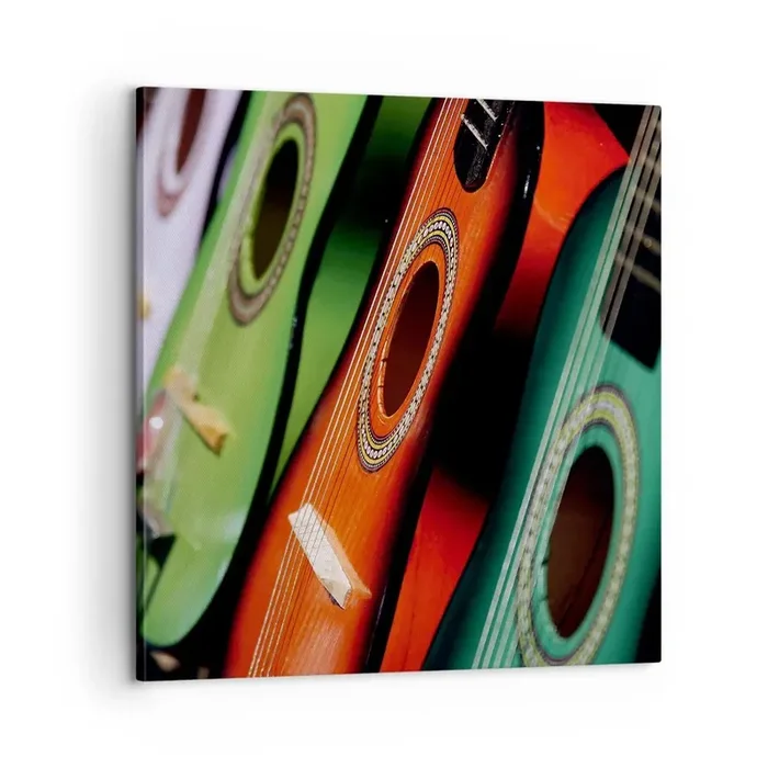 Cuadro sobre lienzo – Impresión de Imagen – La guitarra tiene muchos colores – 60×60 cm