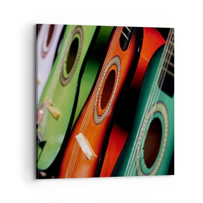 Cuadro sobre lienzo – Impresión de Imagen – La guitarra tiene muchos colores – 70×70 cm
