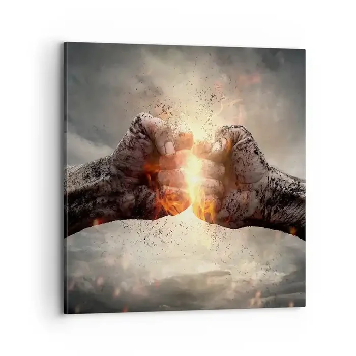 Cuadro sobre lienzo – Impresión de Imagen – La lucha comienza – 70×70 cm