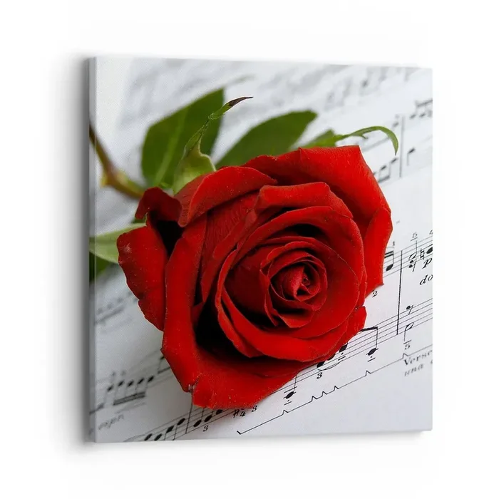 Cuadro sobre lienzo – Impresión de Imagen – La música de los sentimientos en escarlata – 40×40 cm