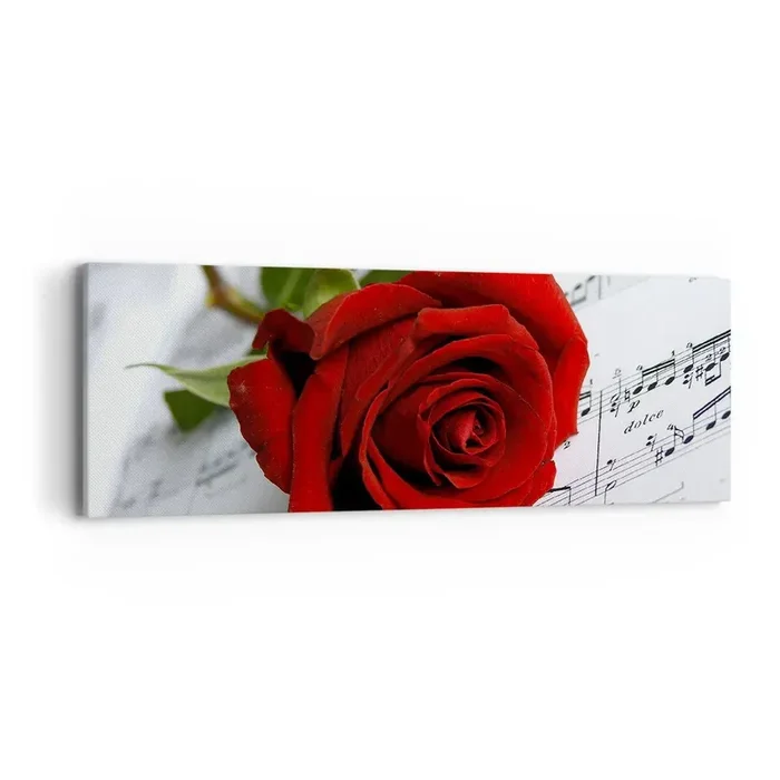 Cuadro sobre lienzo – Impresión de Imagen – La música de los sentimientos en escarlata – 90×30 cm