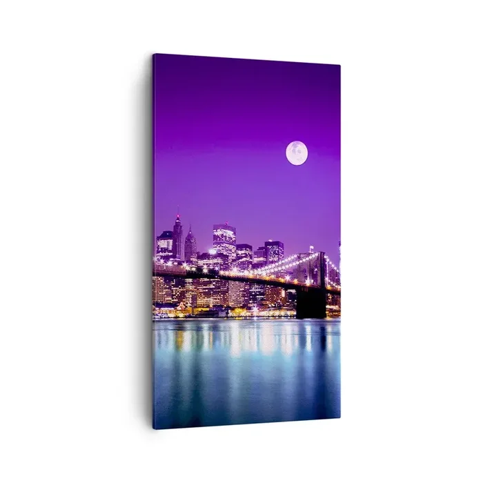 Cuadro sobre lienzo – Impresión de Imagen – Las luces de una gran ciudad en púrpura – 45×80 cm