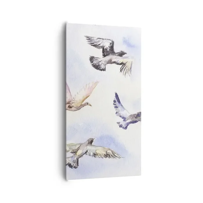 Cuadro sobre lienzo – Impresión de Imagen – Libertad en gris y azul – 65×120 cm