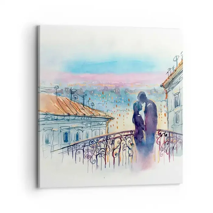 Cuadro sobre lienzo – Impresión de Imagen – Los amantes de París – 70×70 cm