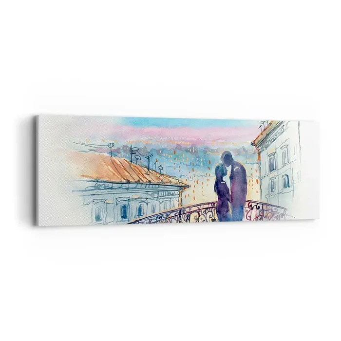 Cuadro sobre lienzo – Impresión de Imagen – Los amantes de París – 90×30 cm