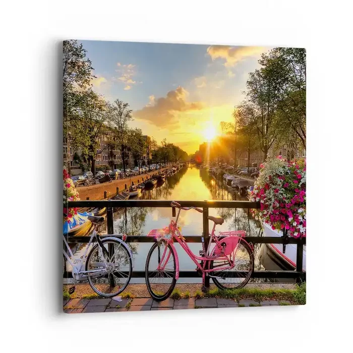 Cuadro sobre lienzo – Impresión de Imagen – Mañana de primavera en Ámsterdam – 40×40 cm