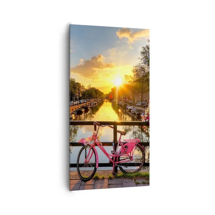 Cuadro sobre lienzo – Impresión de Imagen – Mañana de primavera en Ámsterdam – 65×120 cm