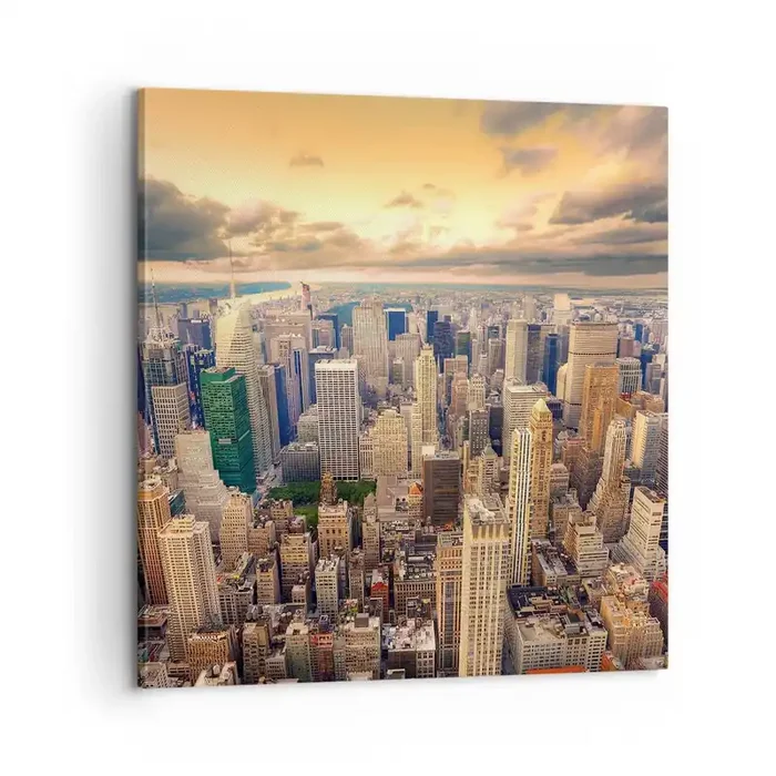 Cuadro sobre lienzo – Impresión de Imagen – Metrópolis dorada – 60×60 cm