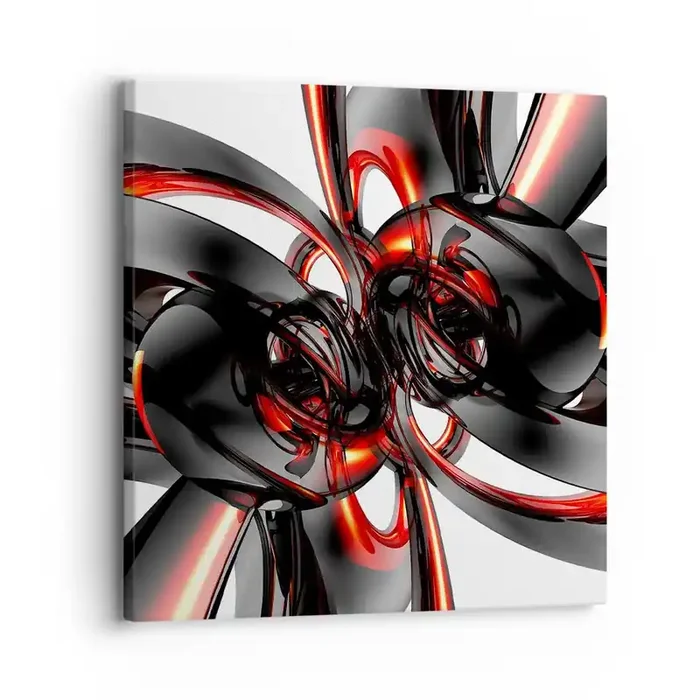 Cuadro sobre lienzo – Impresión de Imagen – Movimiento en grafito y rojo – 30×30 cm