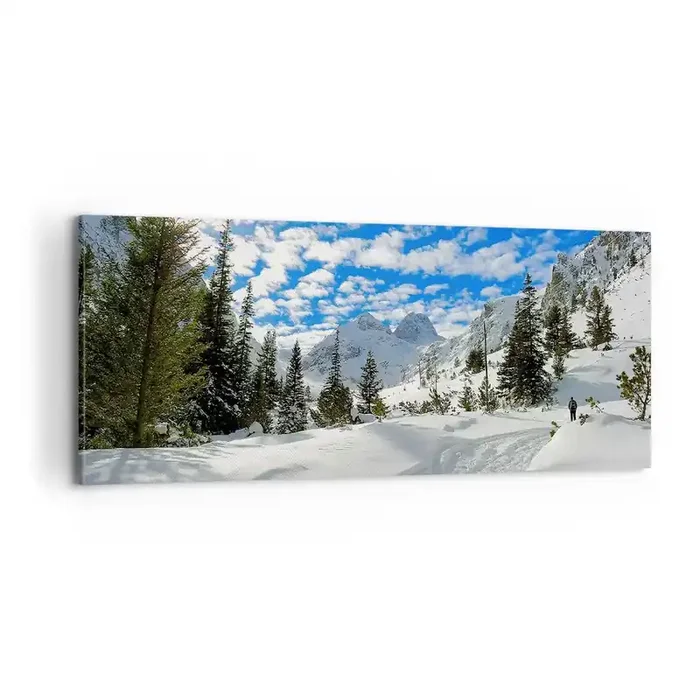 Cuadro sobre lienzo – Impresión de Imagen – Nieve y sol – 100×40 cm