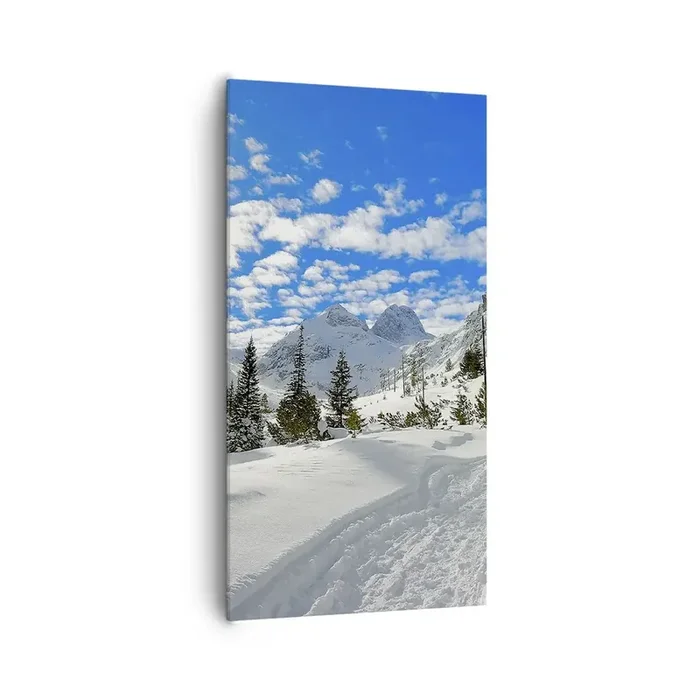 Cuadro sobre lienzo – Impresión de Imagen – Nieve y sol – 65×120 cm