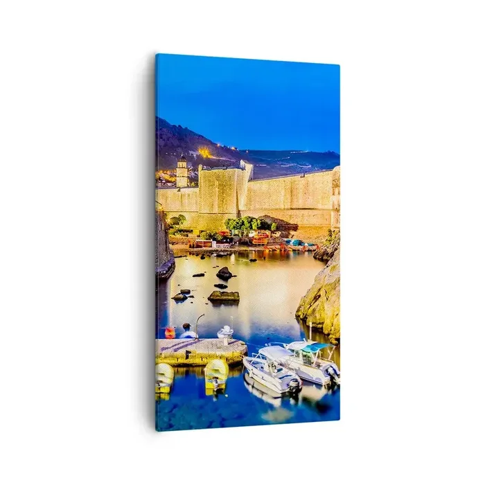 Cuadro sobre lienzo – Impresión de Imagen – Noche iluminada sobre el mar Adriático – 55×100 cm