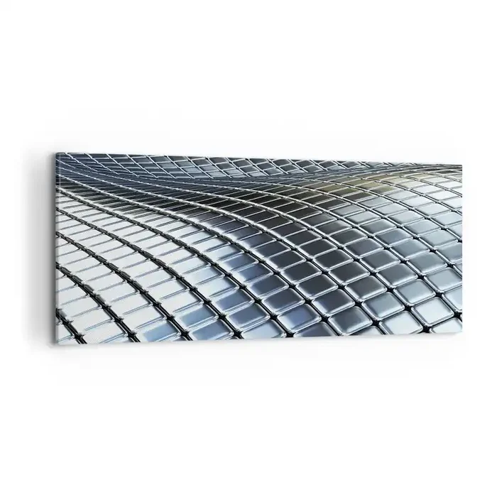 Cuadro sobre lienzo – Impresión de Imagen – Ola de plata – 100×40 cm