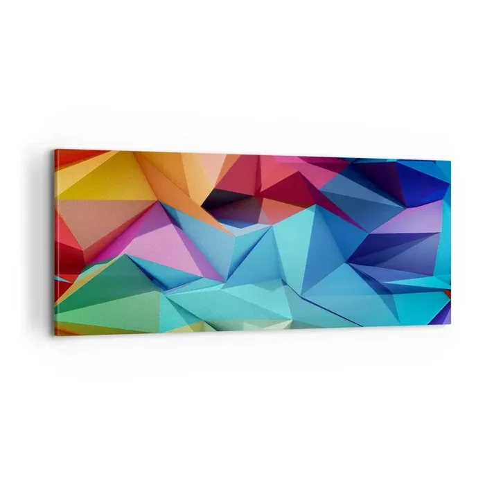 Cuadro sobre lienzo – Impresión de Imagen – Origami arco iris – 100×40 cm