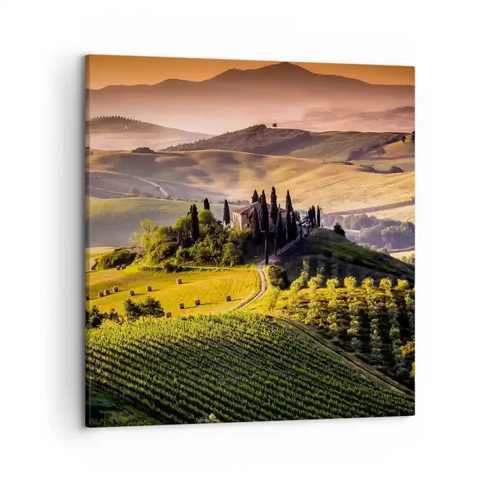 Cuadro sobre lienzo – Impresión de Imagen – Paisaje toscano – 50×50 cm