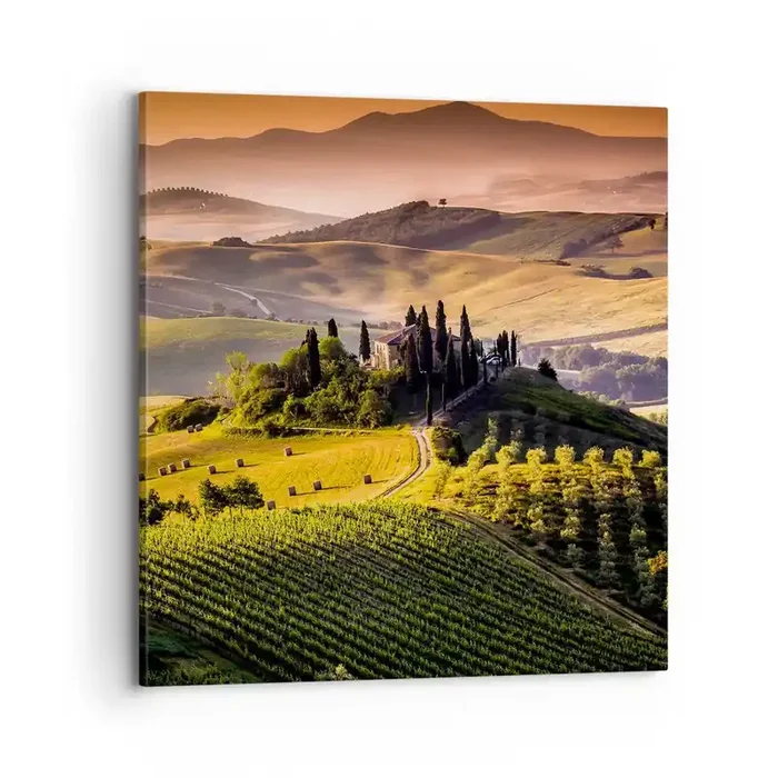 Cuadro sobre lienzo – Impresión de Imagen – Paisaje toscano – 70×70 cm