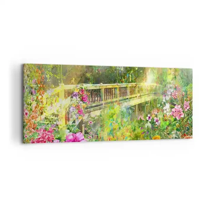 Cuadro sobre lienzo – Impresión de Imagen – Un puente de suspiros de primavera – 100×40 cm