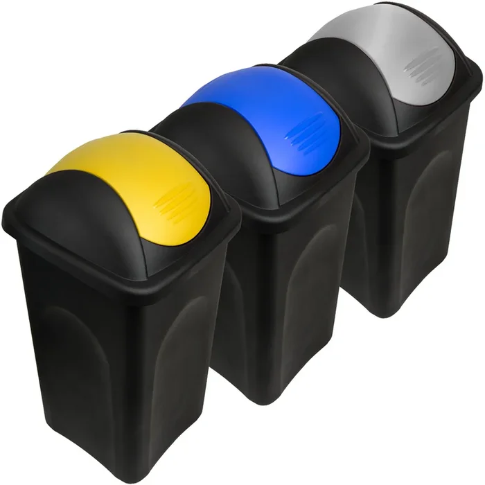 Cubos de basura 60L set de 3 plástico 68x41x41cm