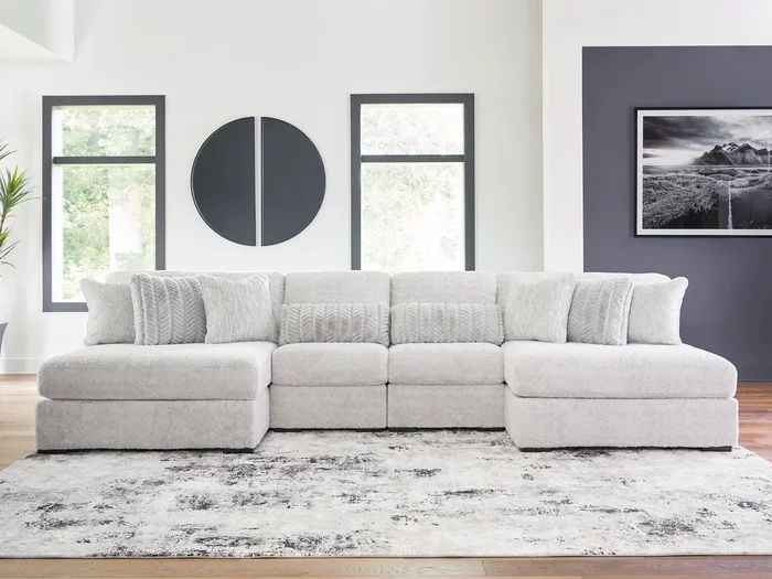Cuddle Plush Arctic 4-Piece Double Chaise Sectional