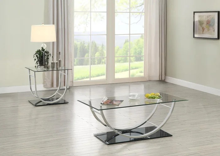 Danville Chrome 2-Piece Glass Top Coffee and End Table Set