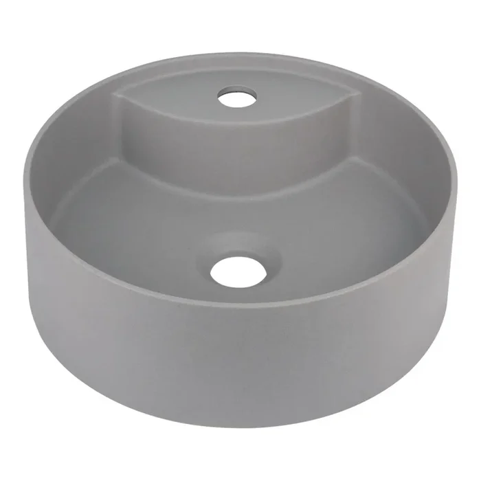 Deante CQS_SU4B – Lavabo de encimera con orificio para grifería SILIA Ø 36 cm, granito/gris metalizado