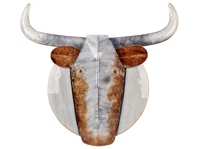 Decoración de pared Toro ERBIUM Metal 41 cm Gris