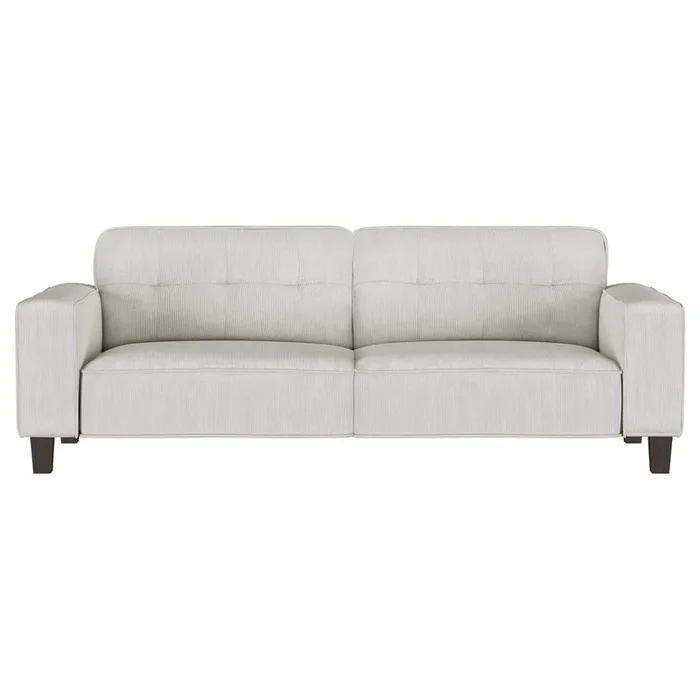 Deerhurst Beige Upholstered Tufted Track Arm Sofa