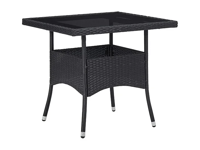 Deerlijk Muebles de jardín 3 piezas ratán sintético y vidrio negro