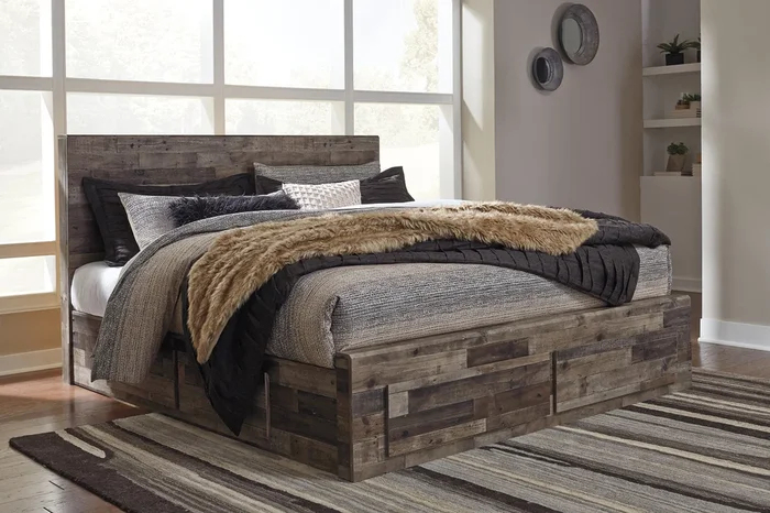 Derekson Multi Gray King Storage Platform Bed with 6 Drawers