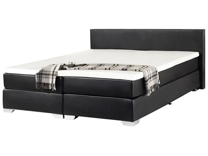 Divan Bed Faux Leather PRESIDENT 180 x 200 cm (EU Super King) Black