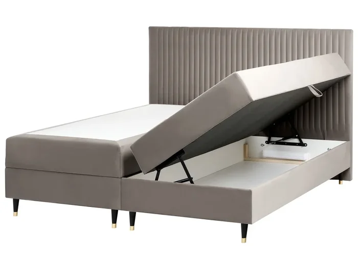 Divan Bed with Storage Velvet DAME 180 x 200 cm (EU Super King) Taupe