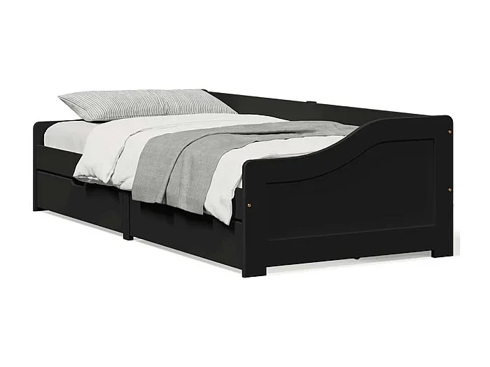 Diván con 2 cajones sin colchón IRUN negro 90×200 cm